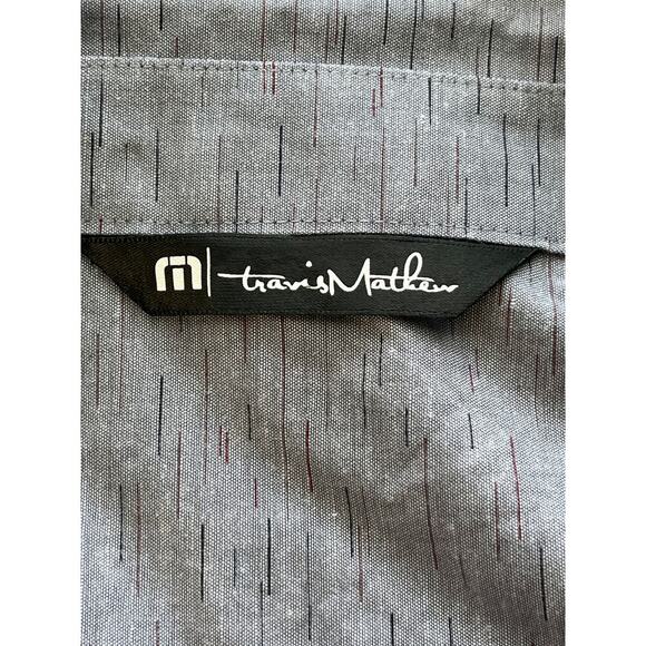 Travis Matthews Mens XL Gray Button Up Golfer Shirt Single Pocket FLAW - Picture 5 of 8